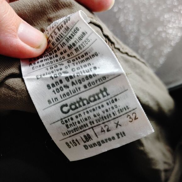 Carhartt B151 Brown Canvas Work Dungarees Loose Fit Pants Men's Size 42 x 32 Wor - Picture 2 of 10